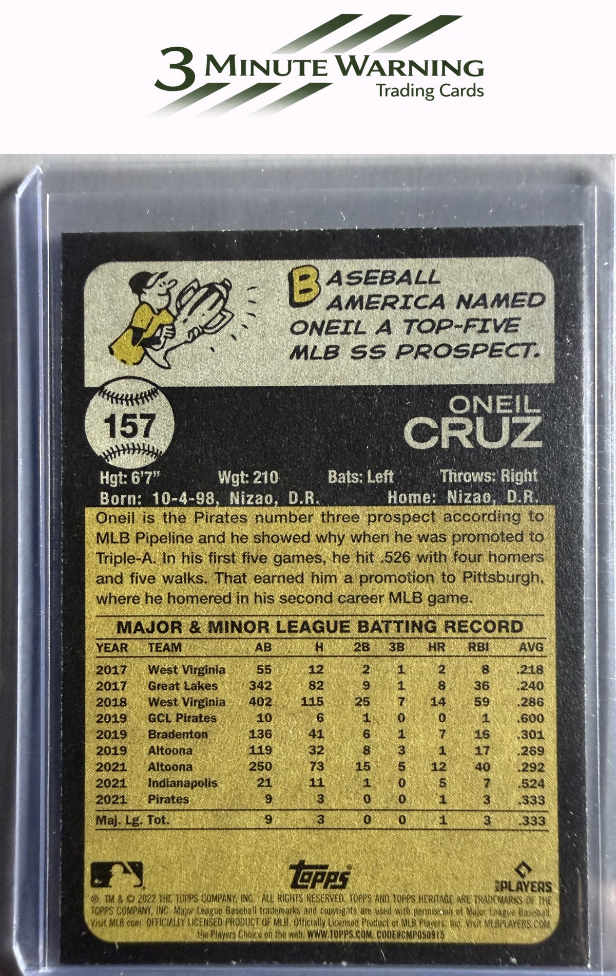 2022 Topps Heritage #157 Oneil Cruz