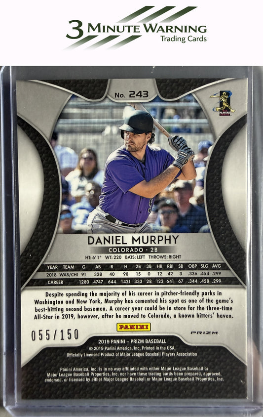 2019 Panini Prizm #243 Daniel Murphy Neon Orange Donut Circles Prizm #/150