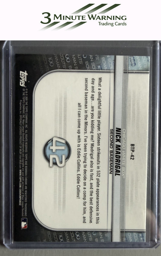 2020 Bowman #BTP-42 Nick Madrigal Chrome Bowman Scouts Top 100