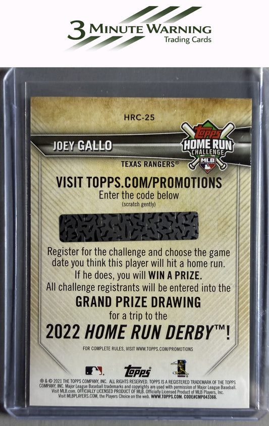 2021 Topps #HRC-25 Joey Gallo Home Run Challenge (Series One)