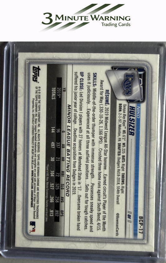 2020 Bowman #BCP-17 Niko Hulsizer Chrome Prospects Mojo Refractor
