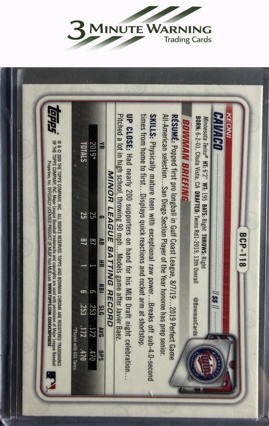 2020 Bowman #BCP-118 Keoni Cavaco Chrome Prospects