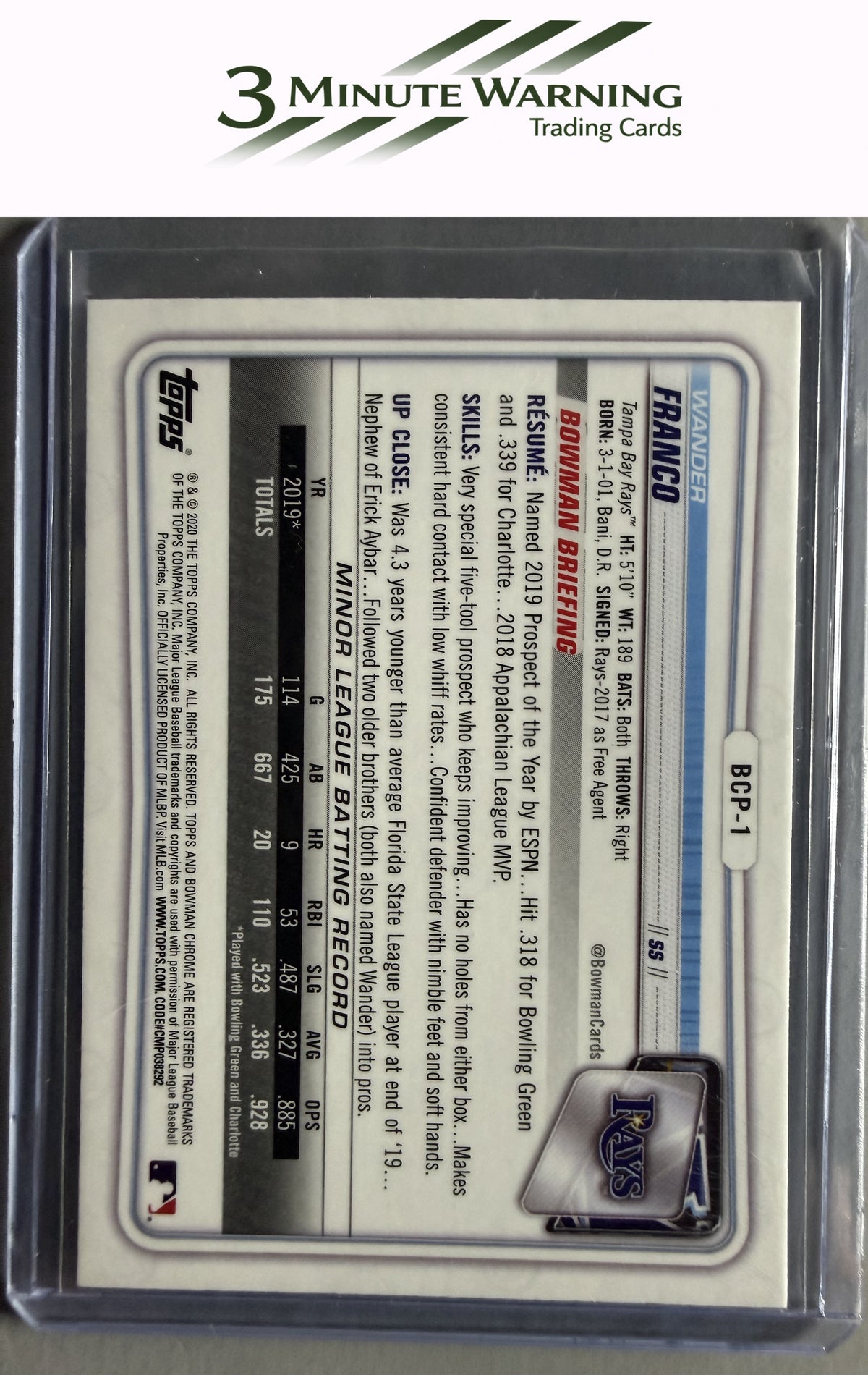 2020 Bowman #BCP-1 Wander Franco Chrome Prospects