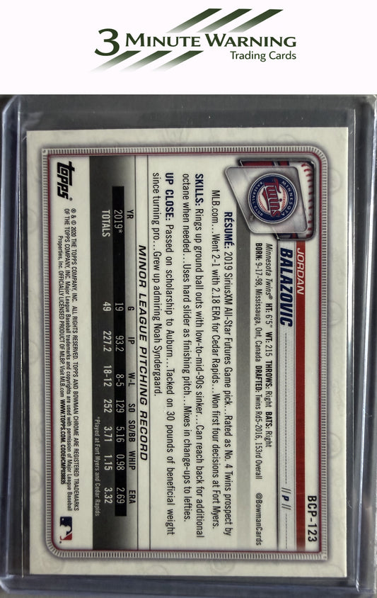 2020 Bowman #BCP-123 Jordan Balazovic Chrome Prospects Mojo Refractor