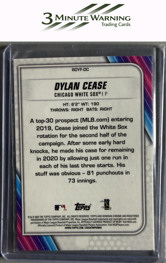 2020 Bowman #ROYF-DC Dylan Cease Chrome ROTY Favorites Mojo Refractor