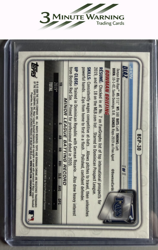 2020 Bowman #BCP-30 Jhon Diaz Chrome Prospects