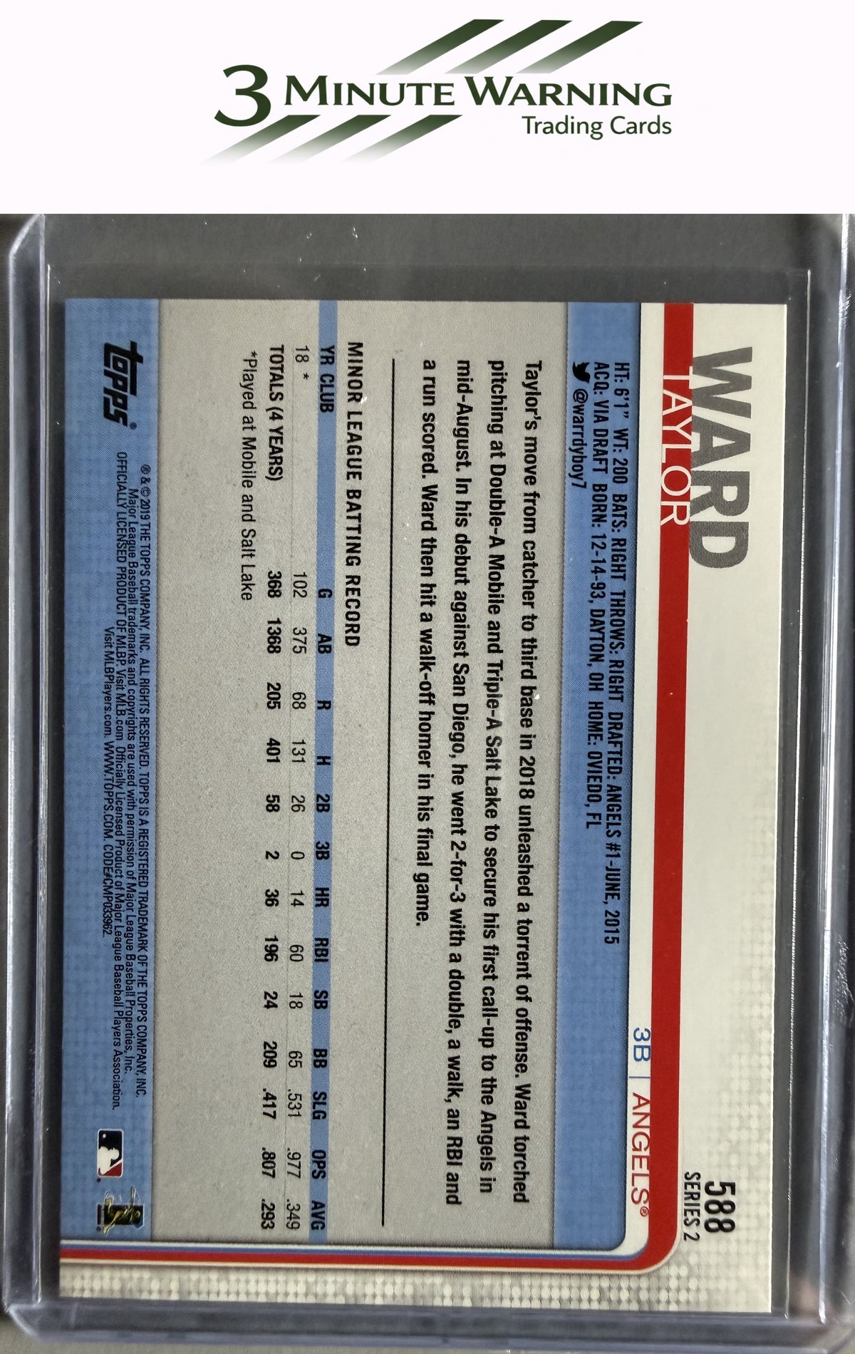 2019 Topps #588 Taylor Ward