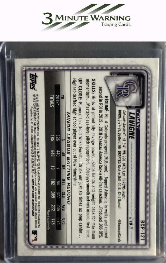 2020 Bowman #BCP-121 Grant Lavigne Chrome Prospects Mojo Refractor