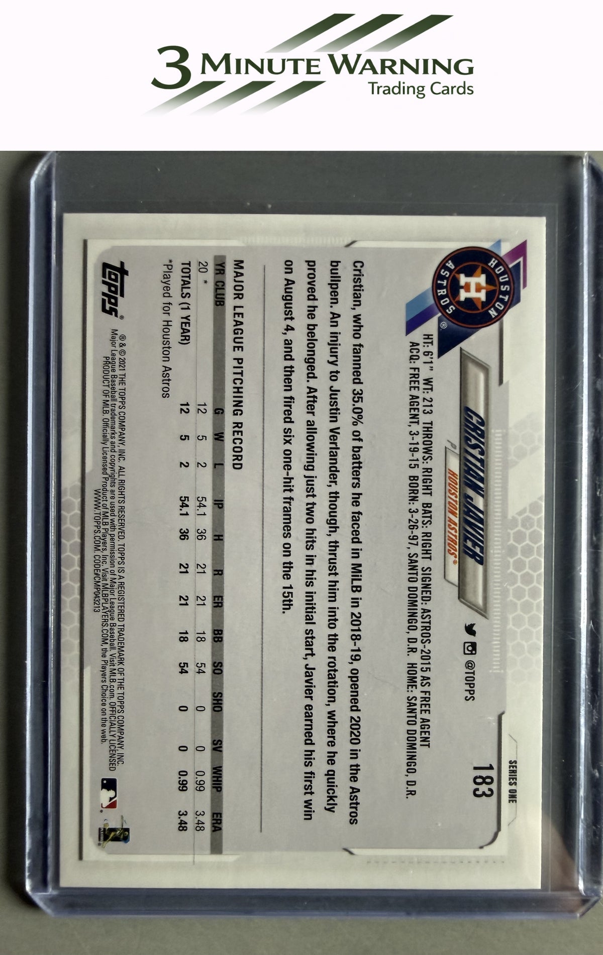 2021 Topps #183a Cristian Javier