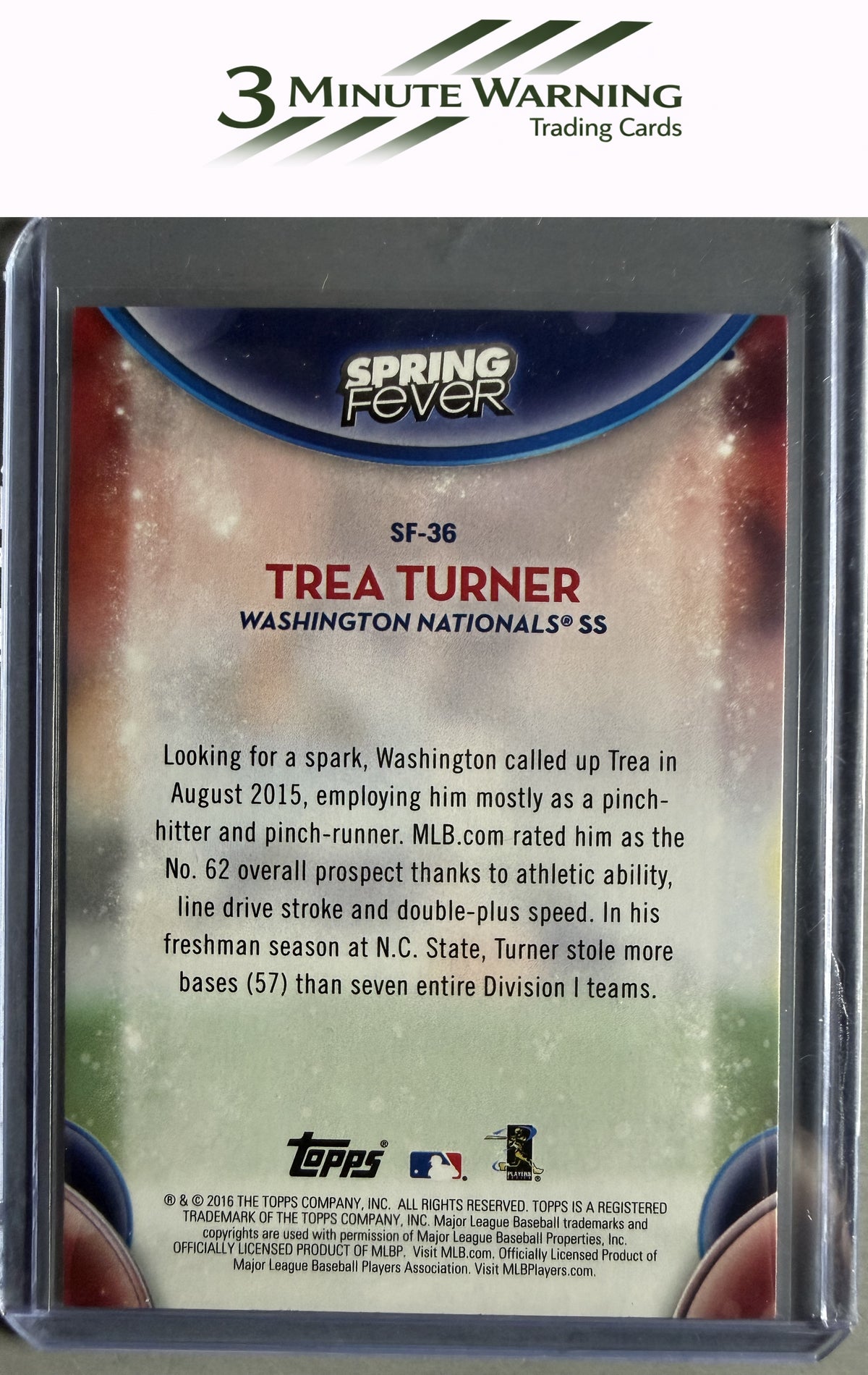 2016 Topps #SF-36 Trea Turner Spring Fever