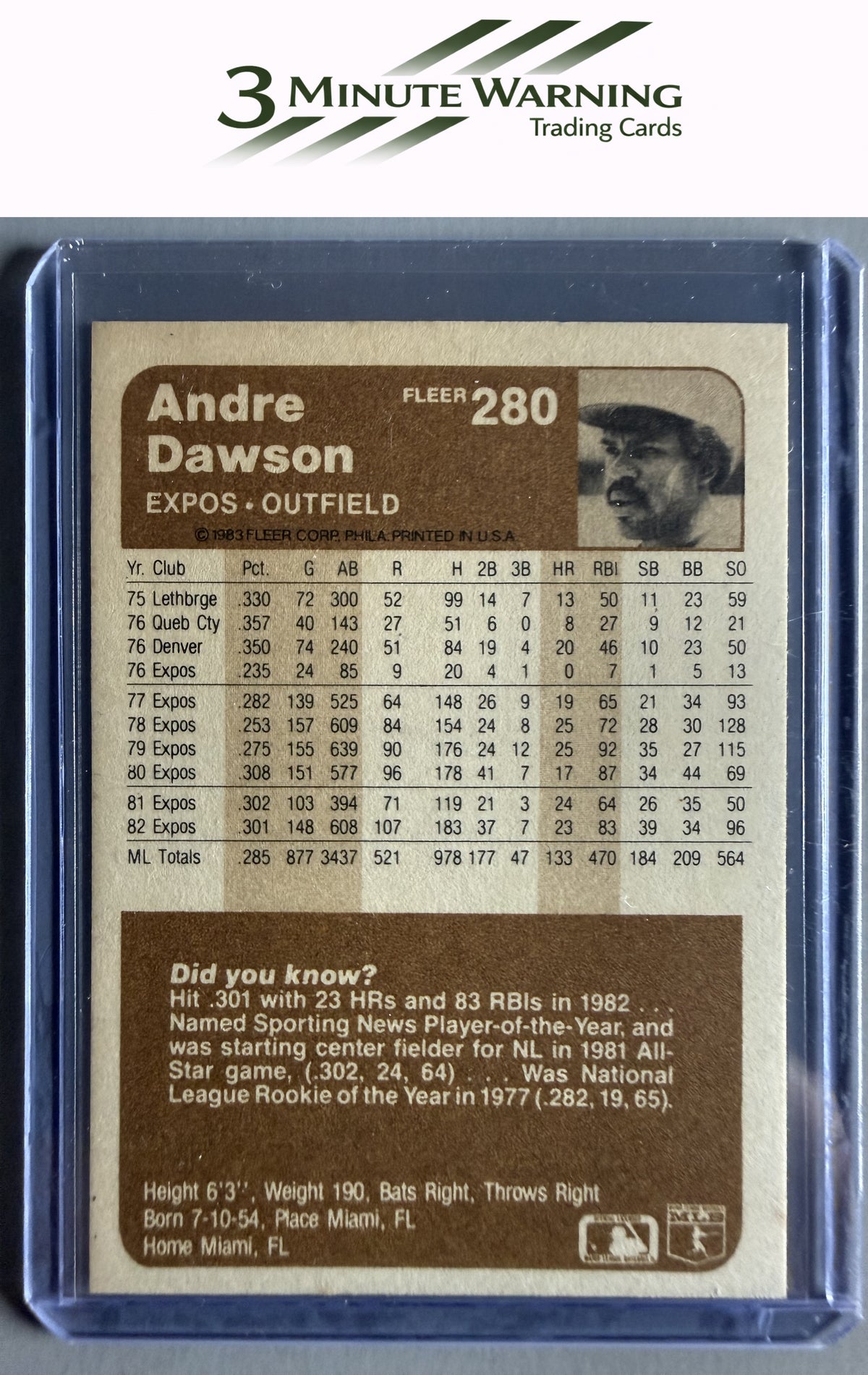 1983 Fleer #280 Andre Dawson