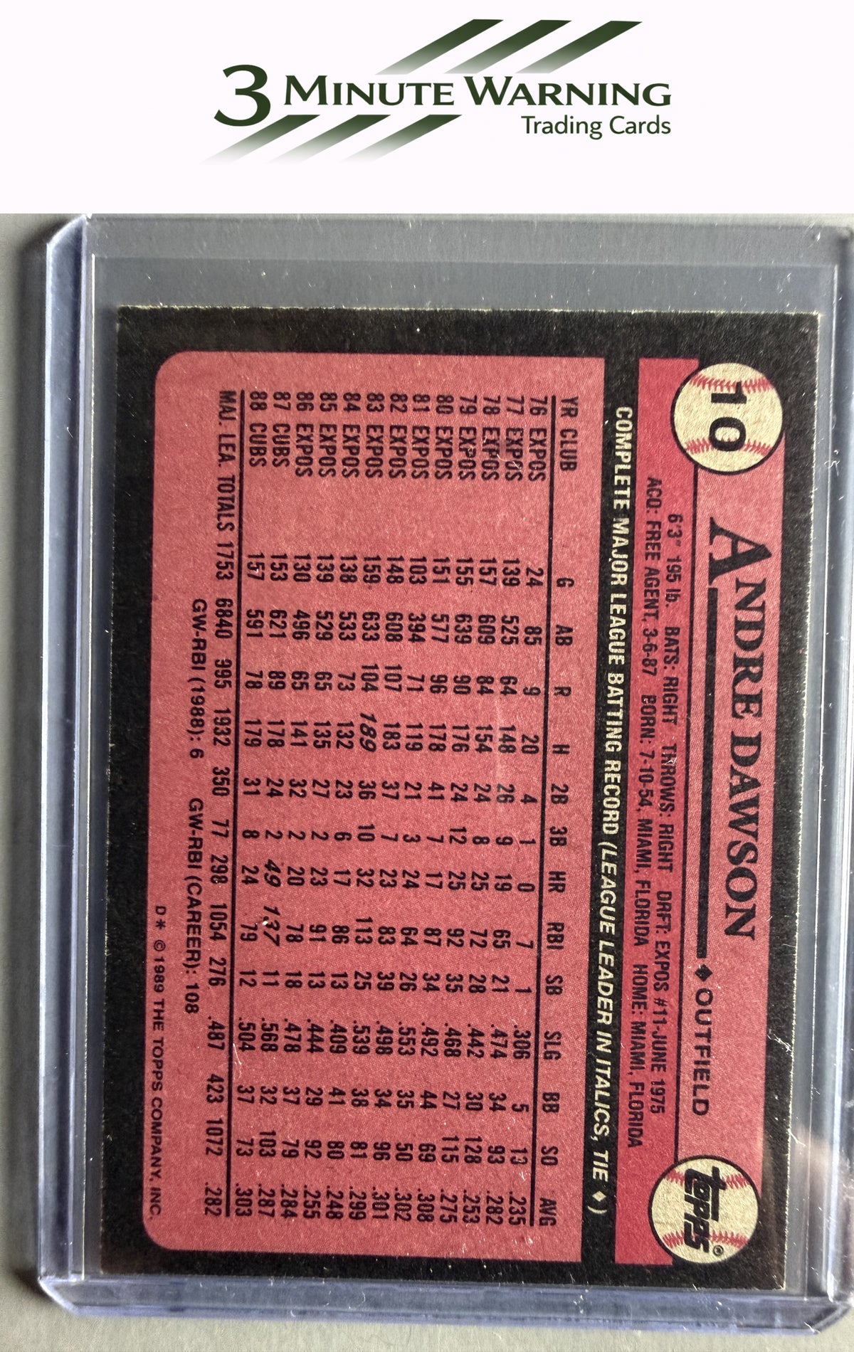 1989 Topps #10 Andre Dawson