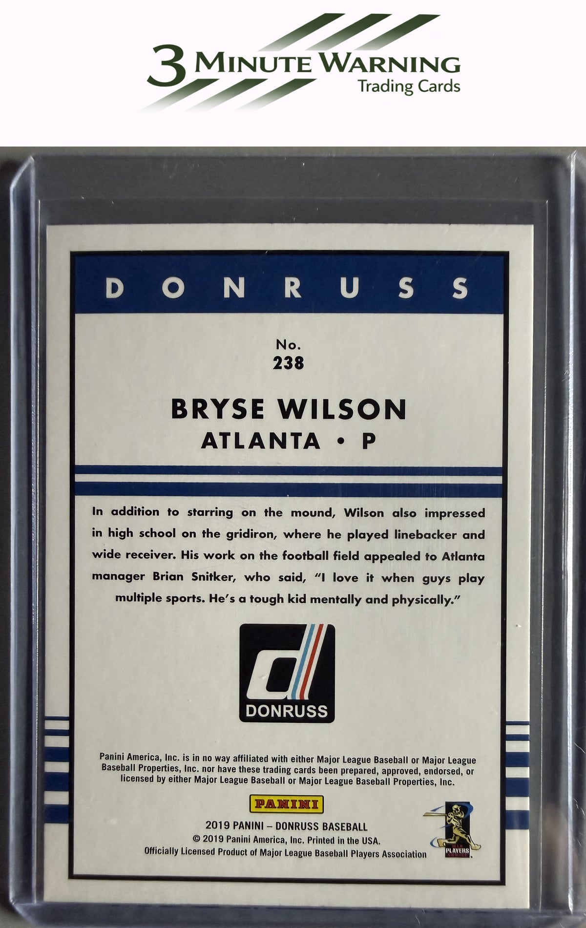2019 Donruss #238 Bryse Wilson