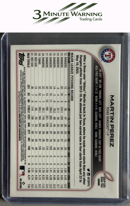 2022 Topps Chrome Update #USC103 Martin Perez Purple Refractor