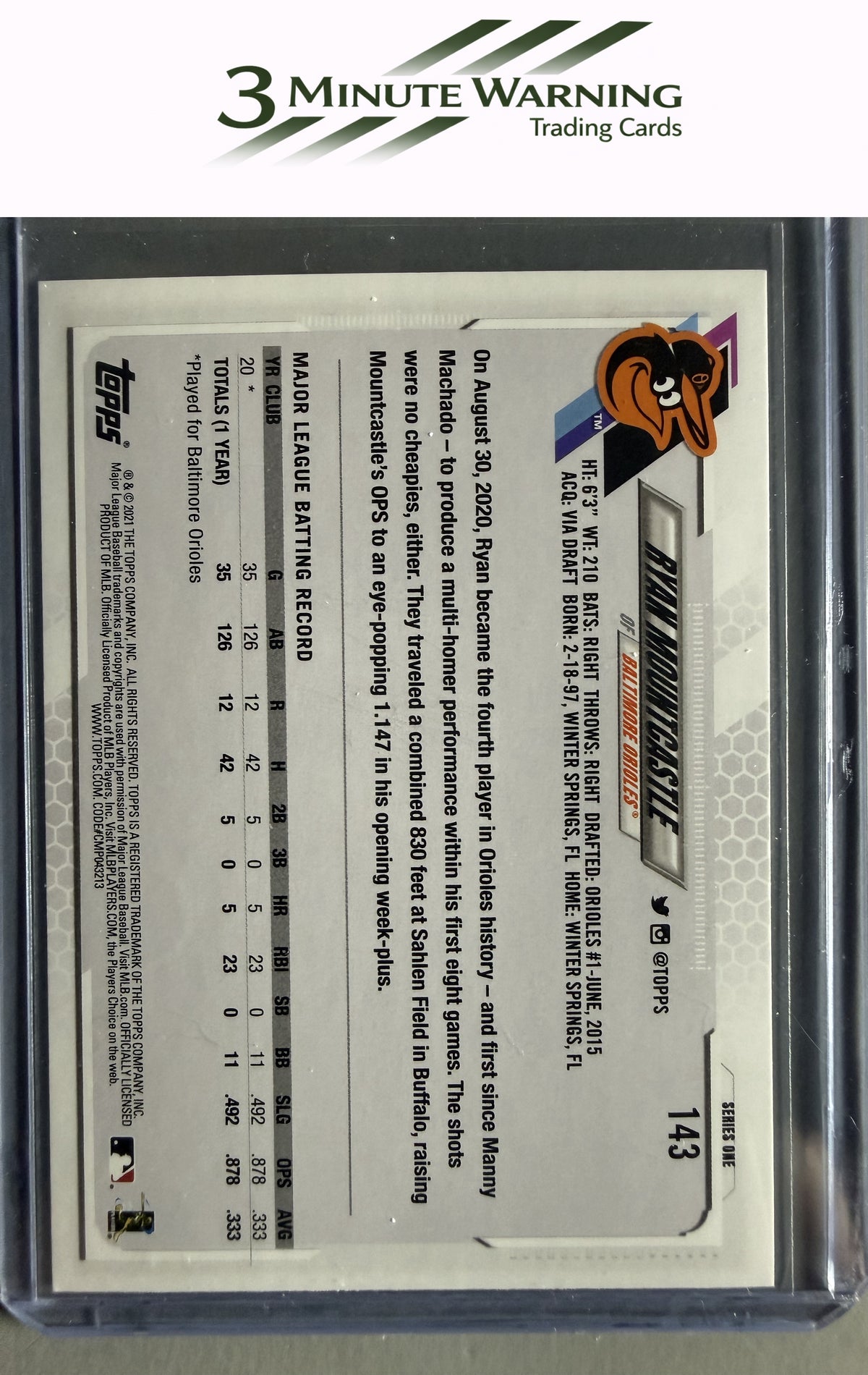 2021 Topps #143b Ryan Mountcastle