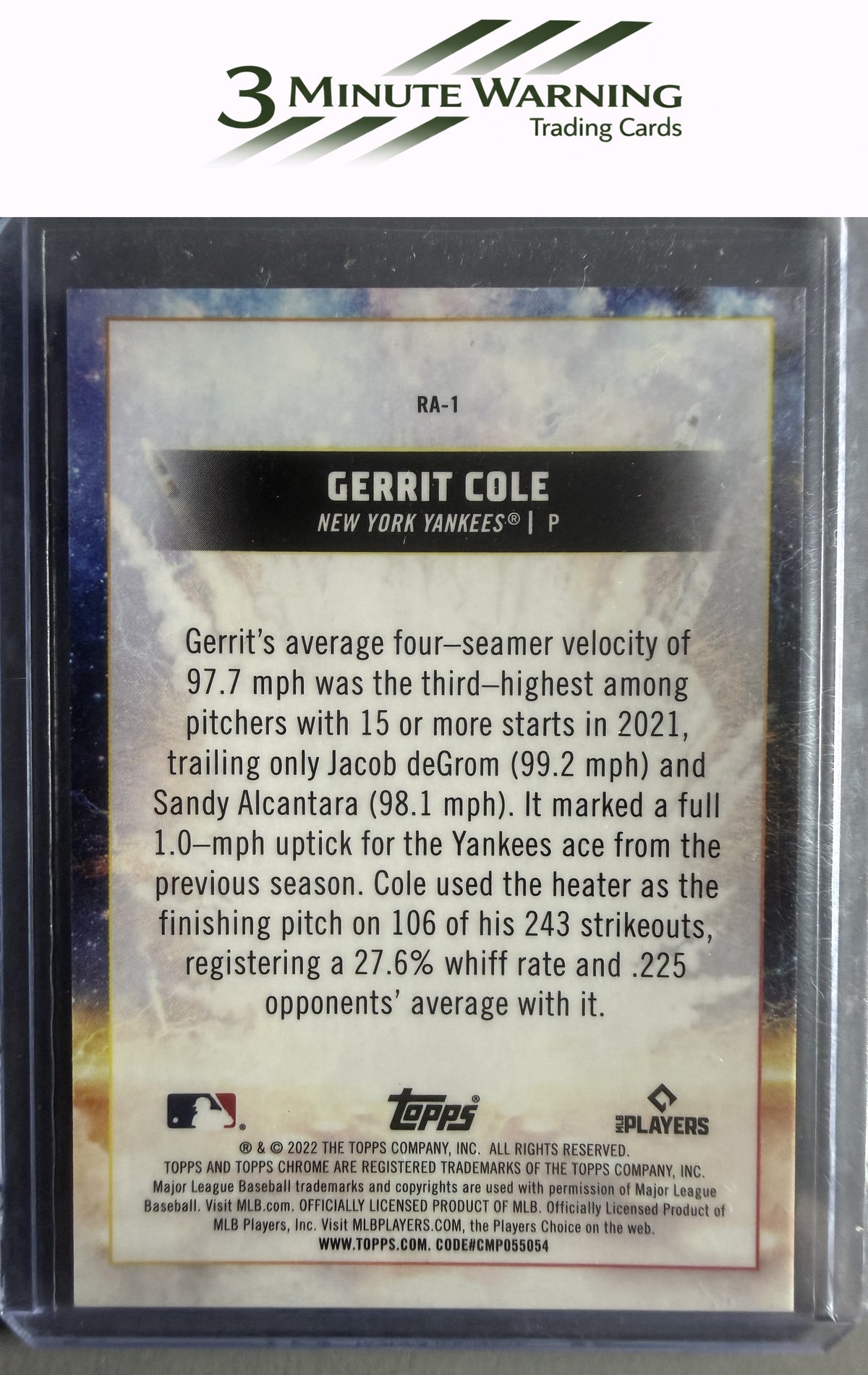 2022 Topps Chrome Cosmic #RA-1 Gerrit Cole Rocket Arms