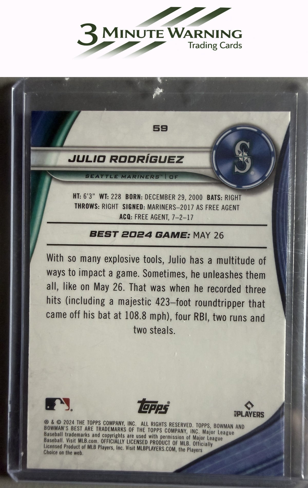 2024 Bowman's Best #59 Julio Rodríguez Wave Refractor
