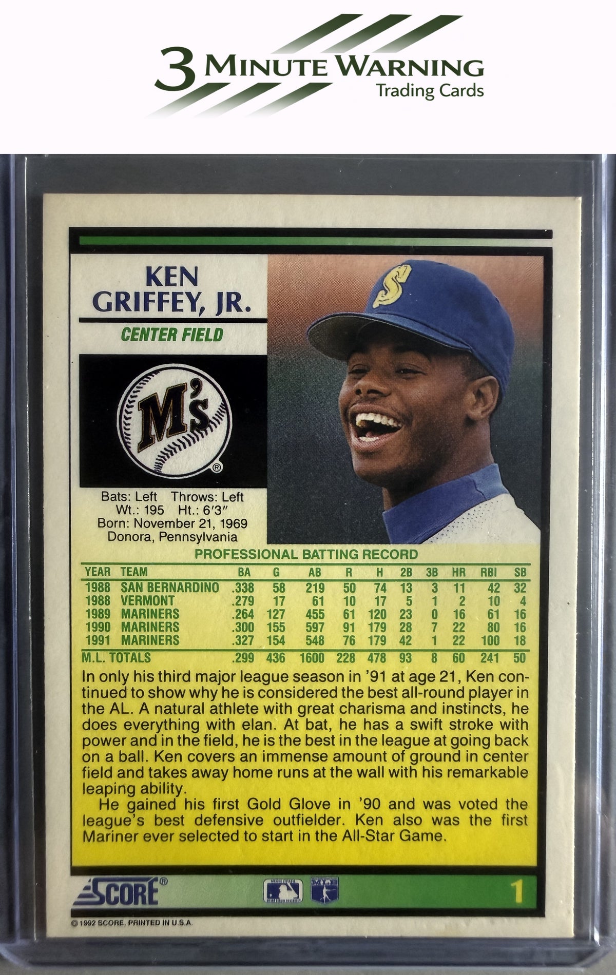 1992 Score #1 Ken Griffey, Jr. Samples