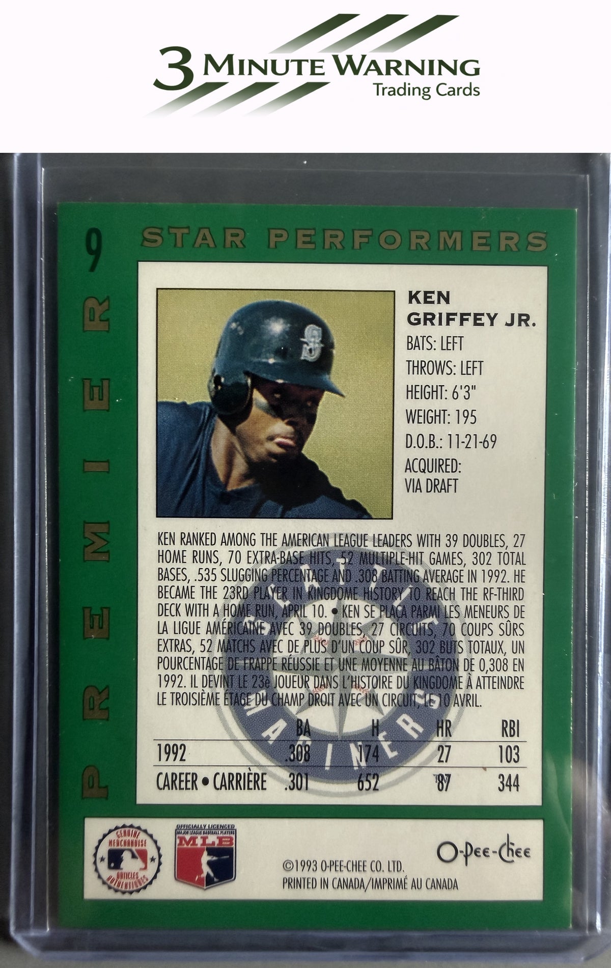 1993 O-Pee-Chee Premier #9 Ken Griffey Jr. Star-Performers