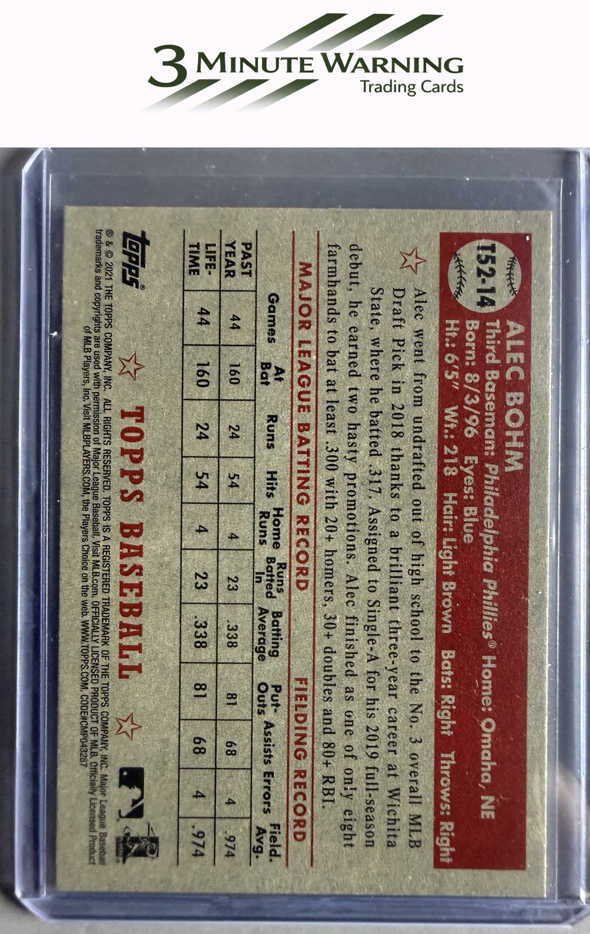 2021 Topps #T52-14 Alec Bohm 1952 Topps Redux