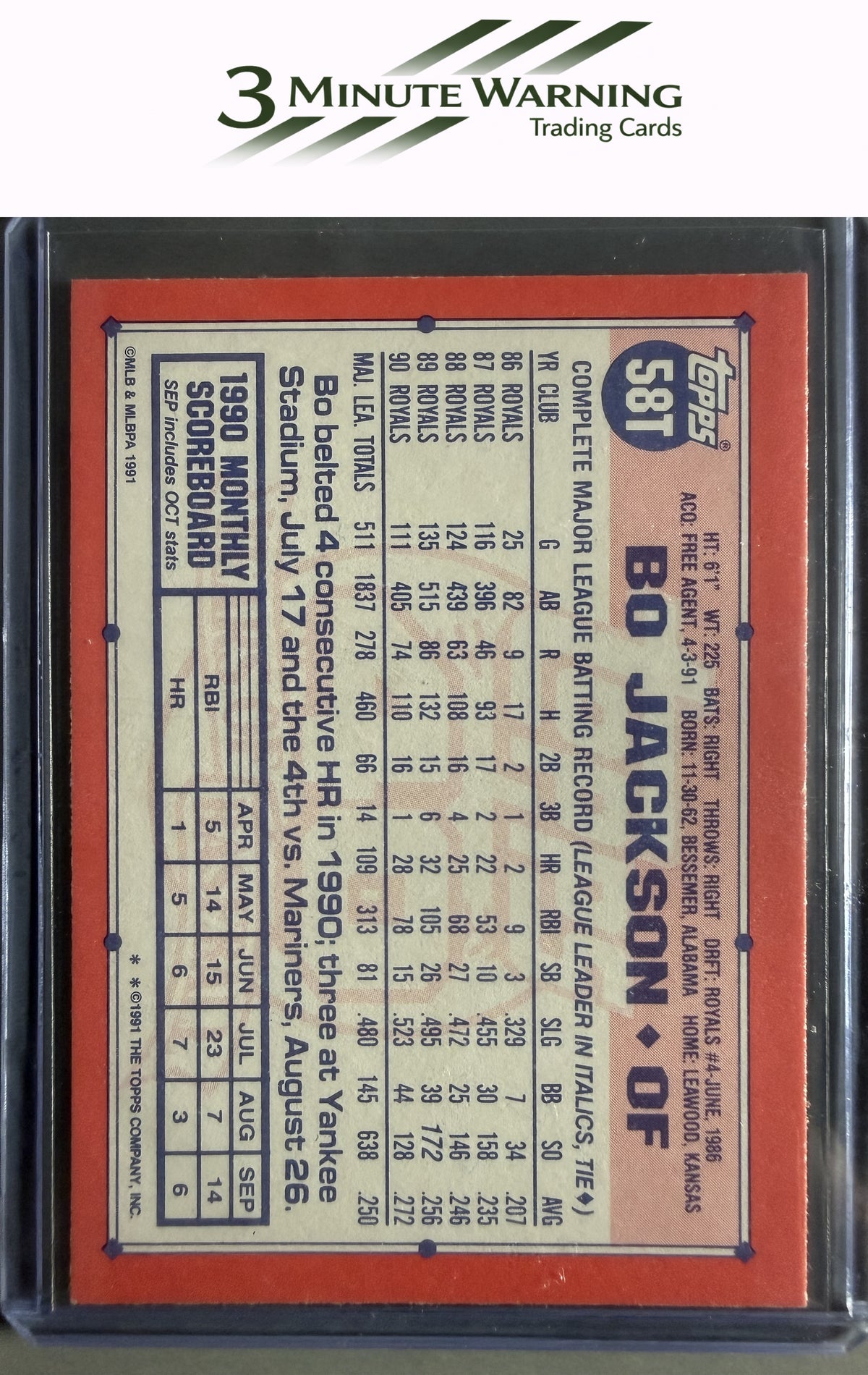 1991 Topps Traded #58T Bo Jackson