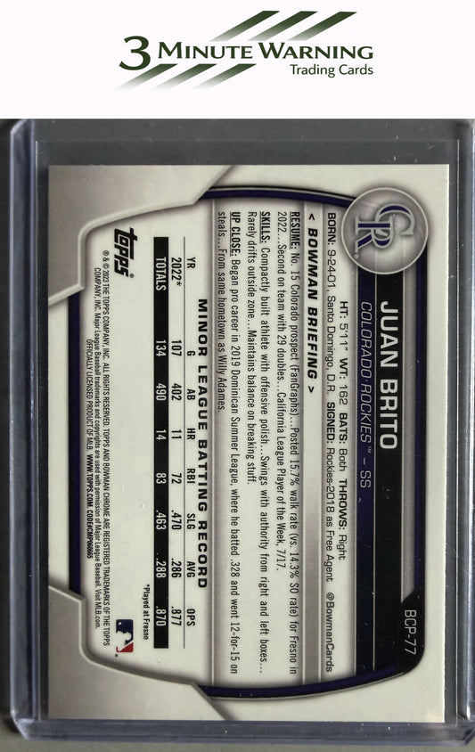 2023 Bowman #BCP-77 Juan Brito Chrome Prospects