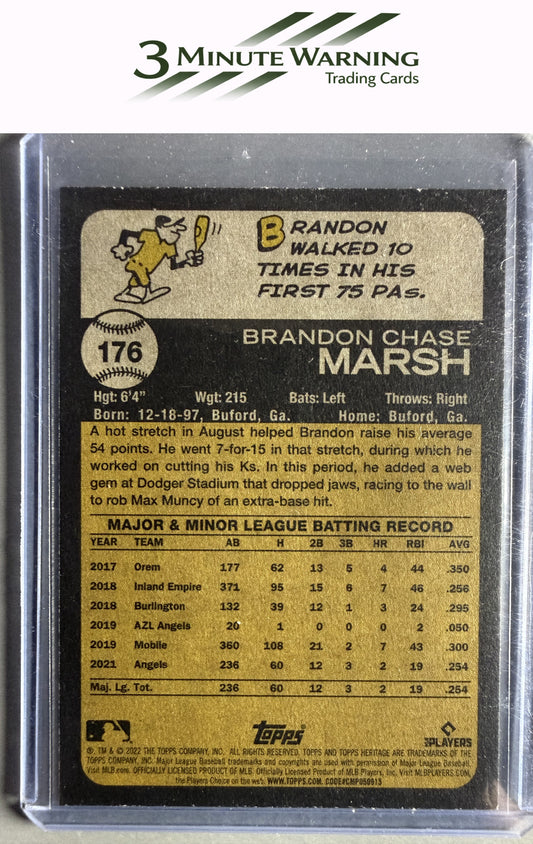 2022 Topps Heritage #176d Brandon Marsh Team Name Color Swap Variation