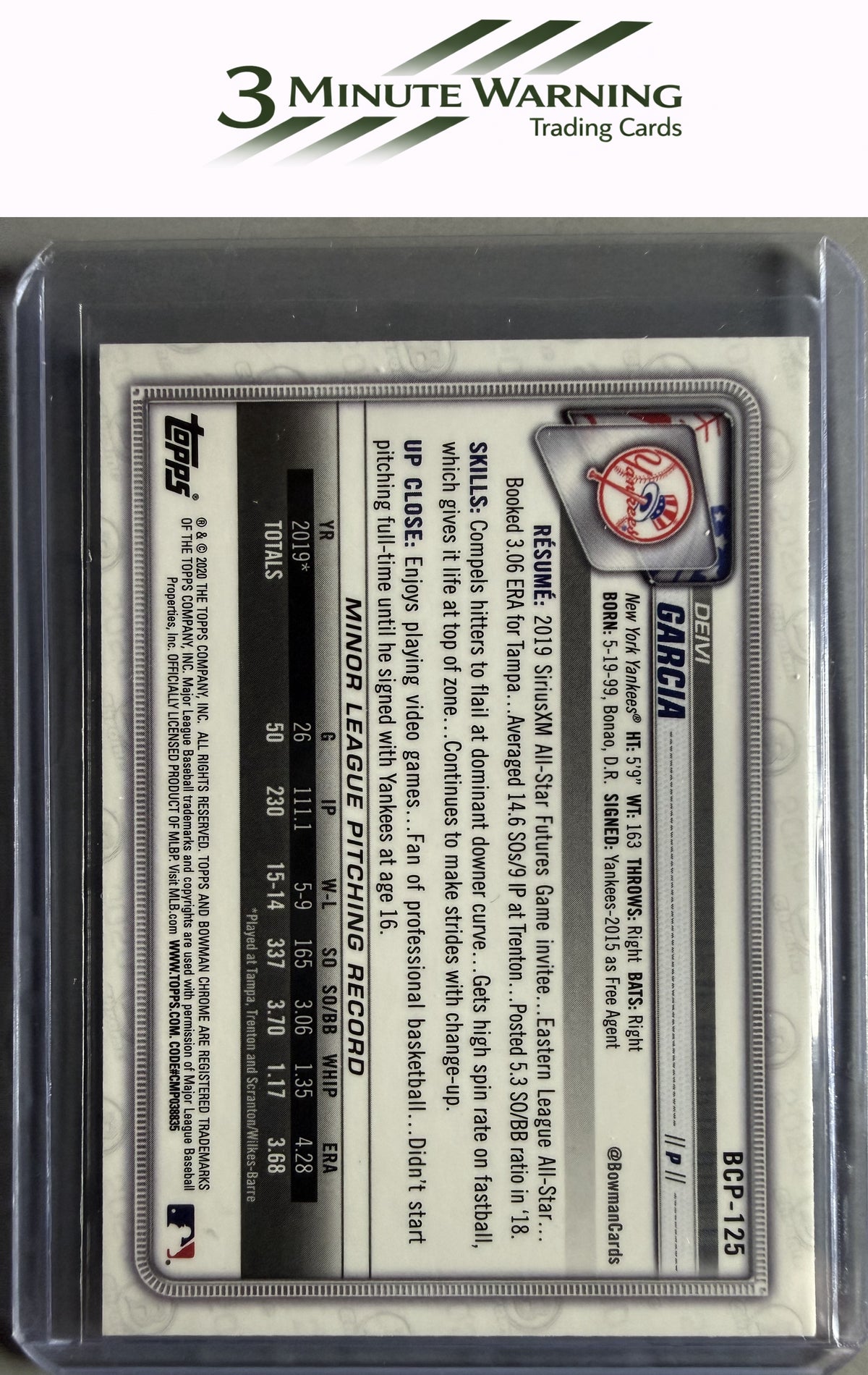 2020 Bowman #BCP-125 Deivi Garcia Chrome Prospects Mojo Refractor
