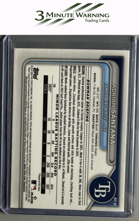 2024 Bowman #BCP-61 Adrian Santana Chrome Prospects Speckle Refractor #/299