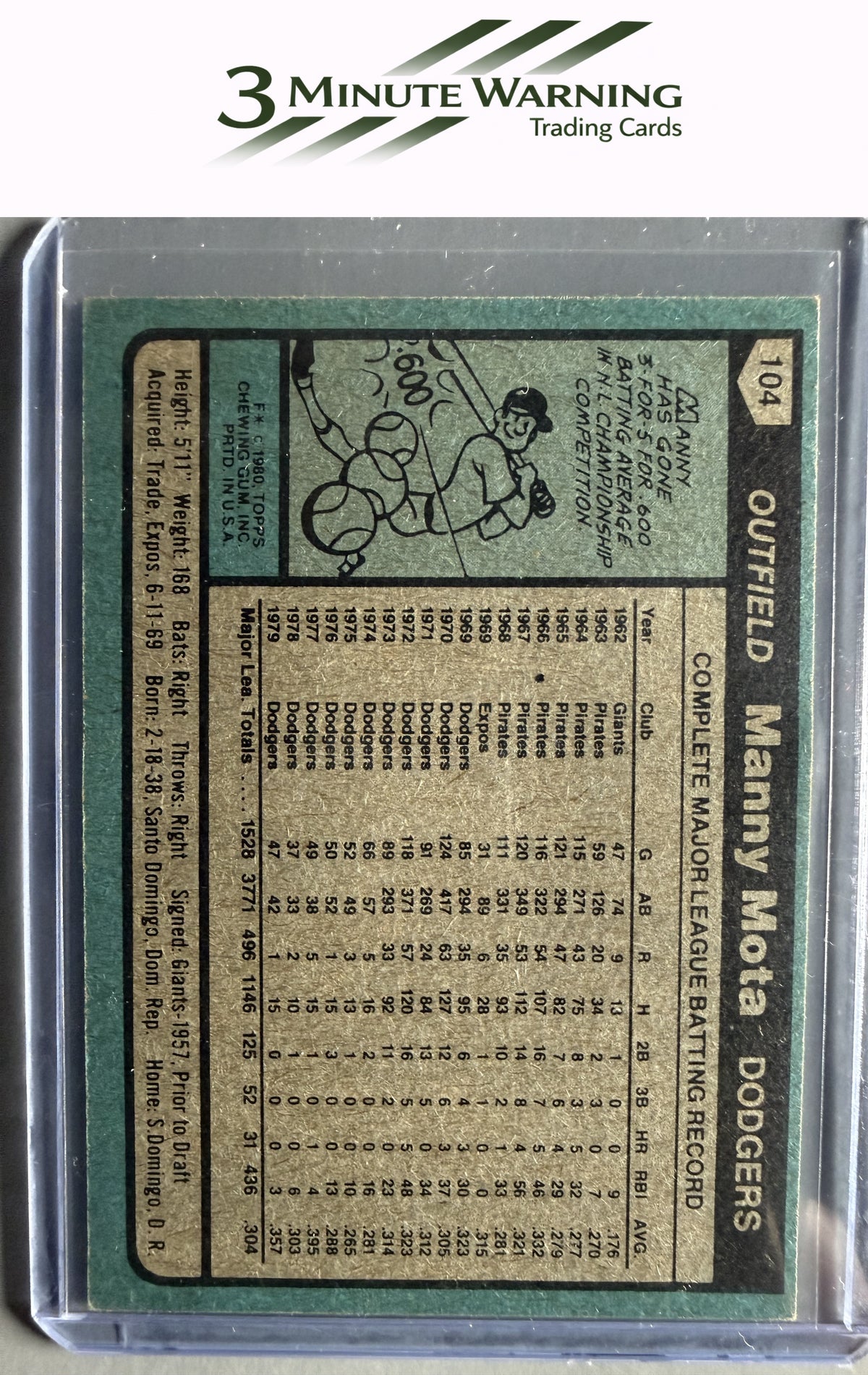 1980 Topps #104 Manny Mota