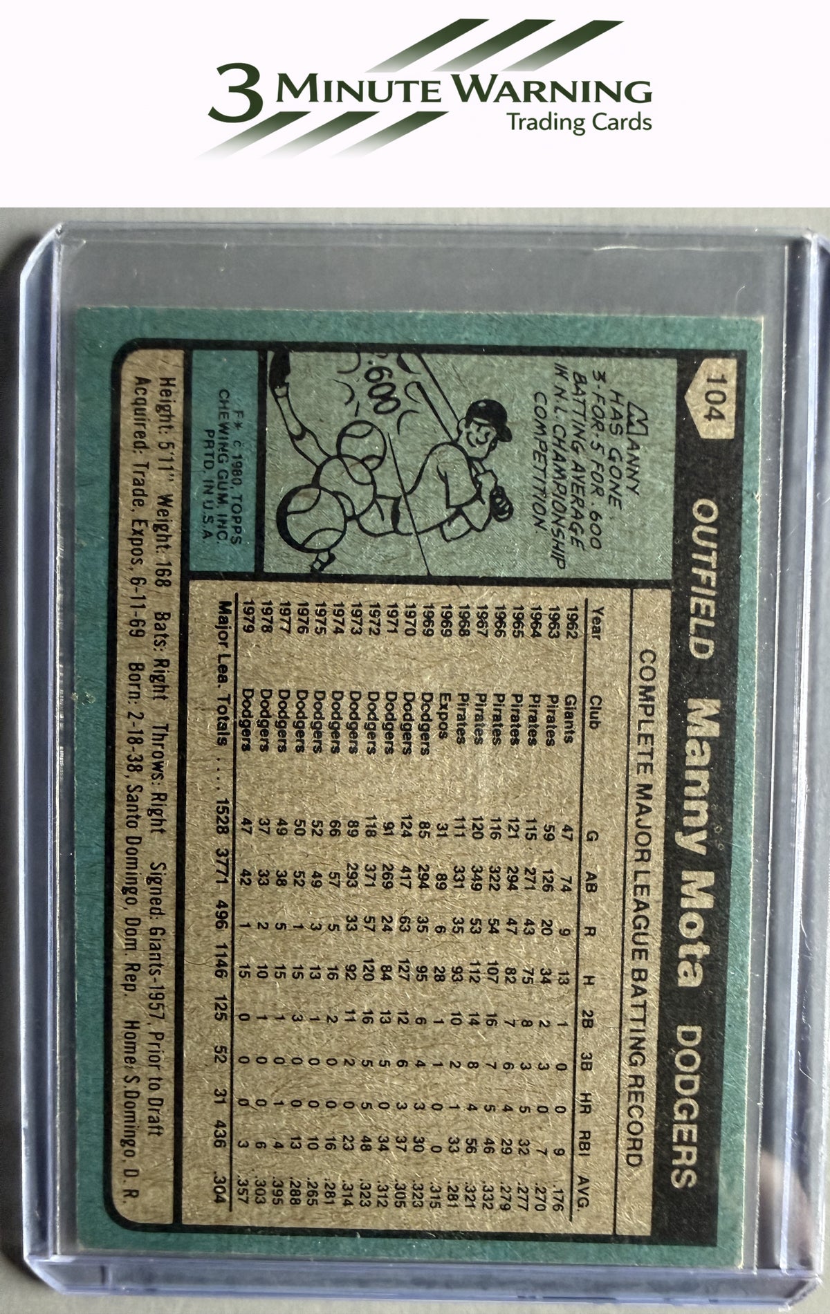 1980 Topps #104 Manny Mota
