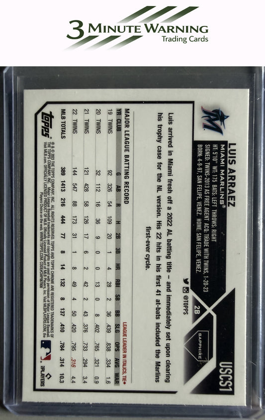 2023 Topps Chrome Update Sapphire Edition #USCS1 Luis Arraez