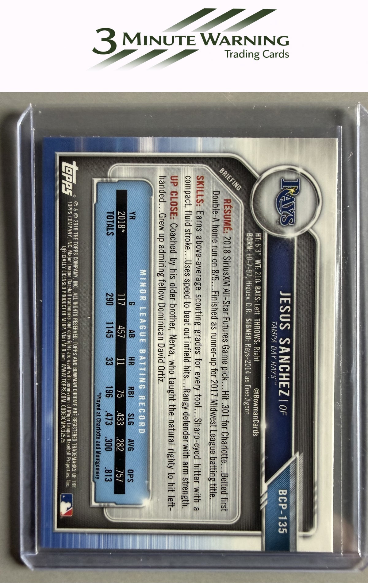 2019 Bowman #BCP-135 Jesus Sanchez Chrome Prospects
