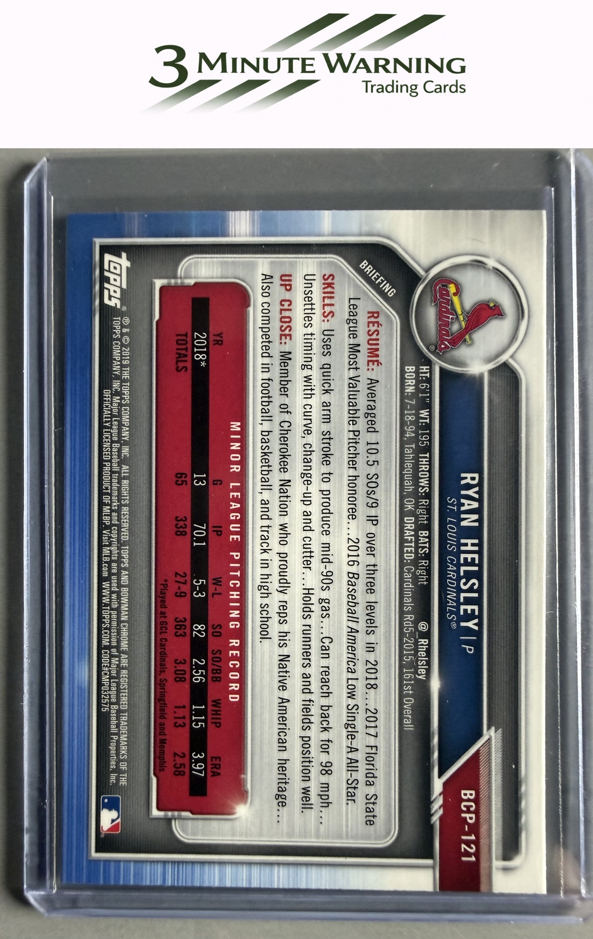2019 Bowman #BCP-121 Ryan Helsley Chrome Prospects