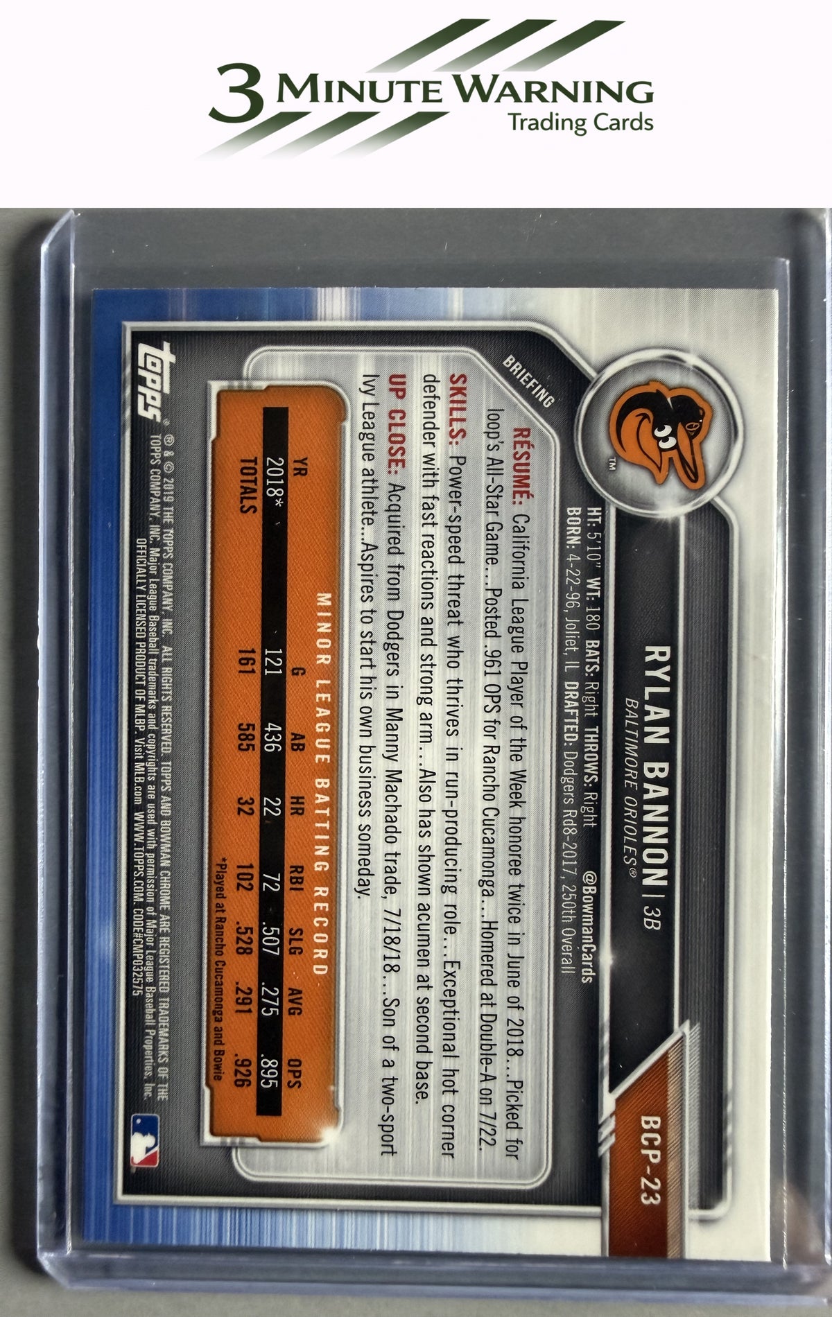 2019 Bowman #BCP-23 Rylan Bannon Chrome Prospects