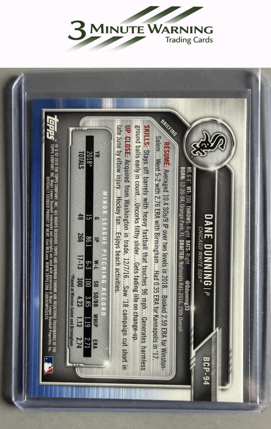 2019 Bowman #BCP-94 Dane Dunning Chrome Prospects