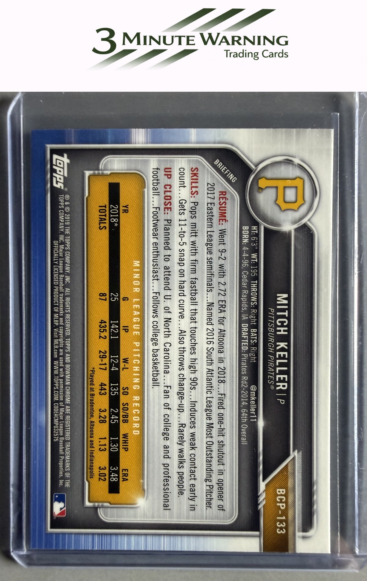 2019 Bowman #BCP-133 Mitch Keller Chrome Prospects