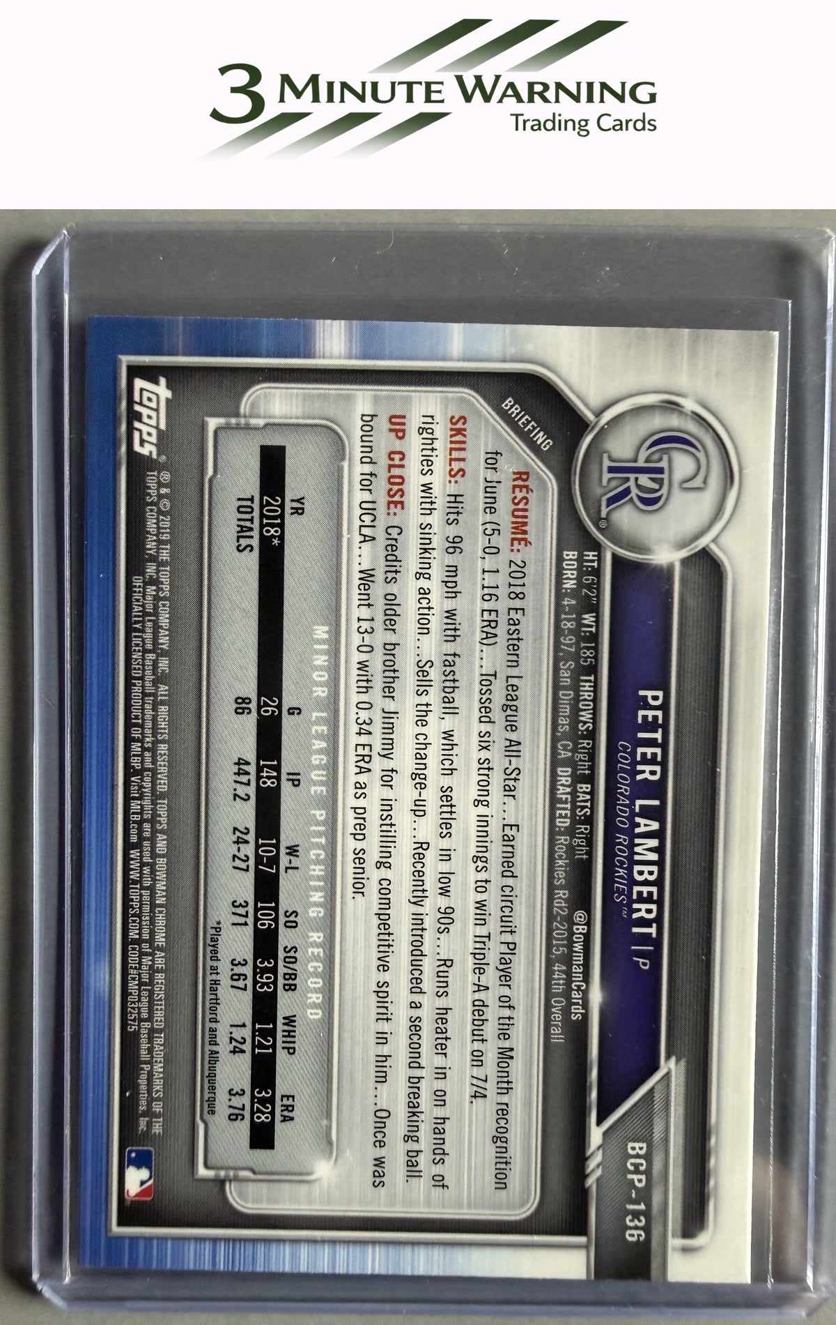 2019 Bowman #BCP-136 Peter Lambert Chrome Prospects