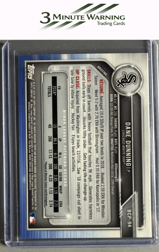 2019 Bowman #BCP-94 Dane Dunning Chrome Prospects