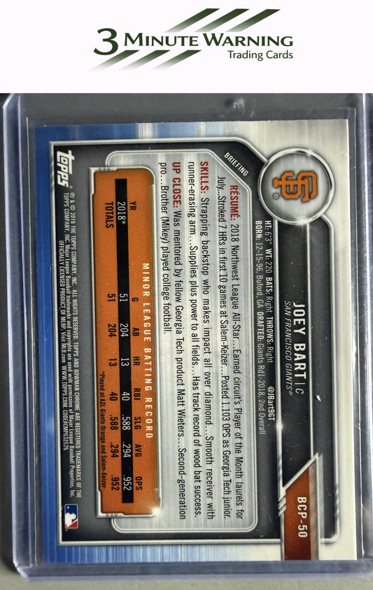 2019 Bowman #BCP-50 Joey Bart Chrome Prospects