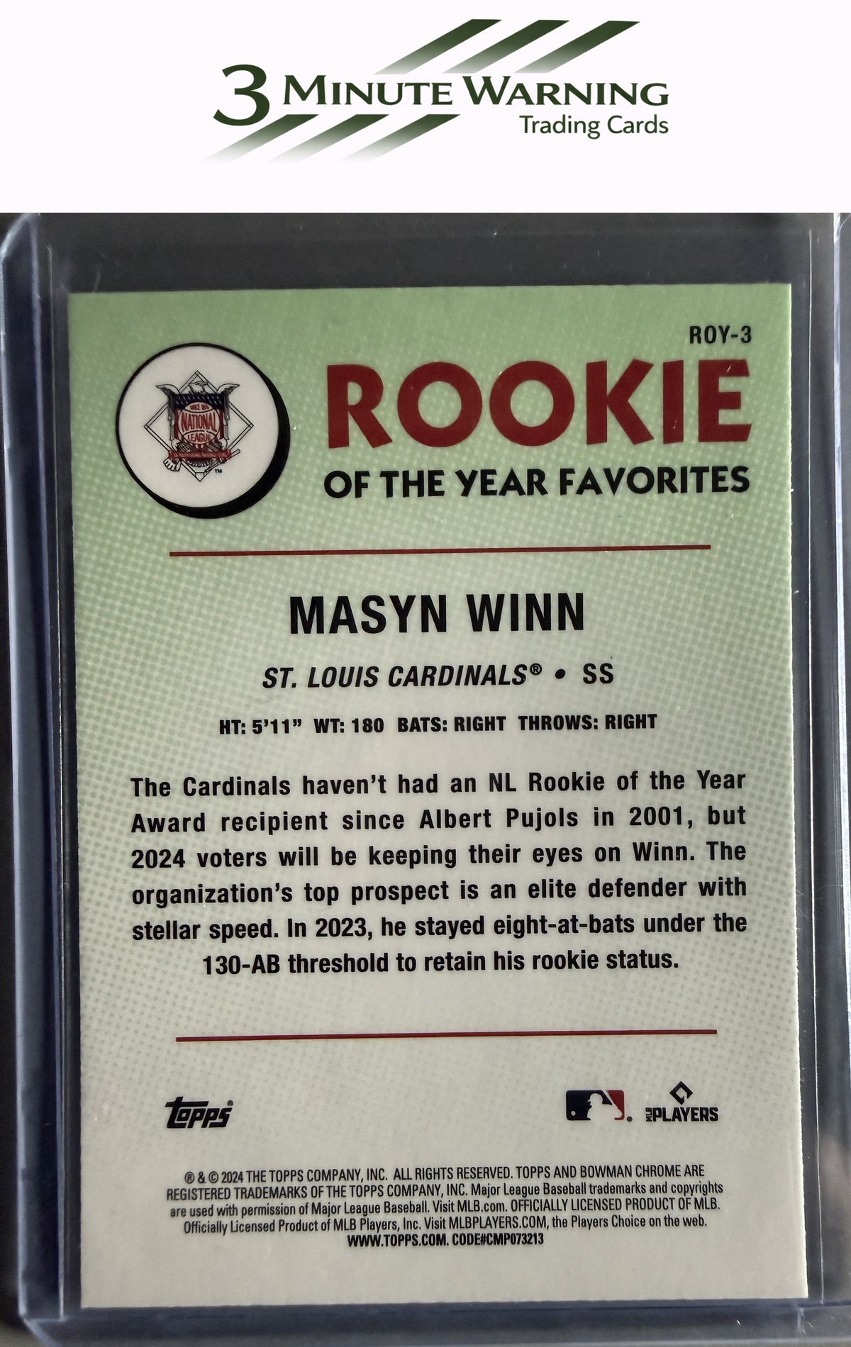 2024 Bowman #ROY-3 Masyn Winn Rookie of the Year Favorites