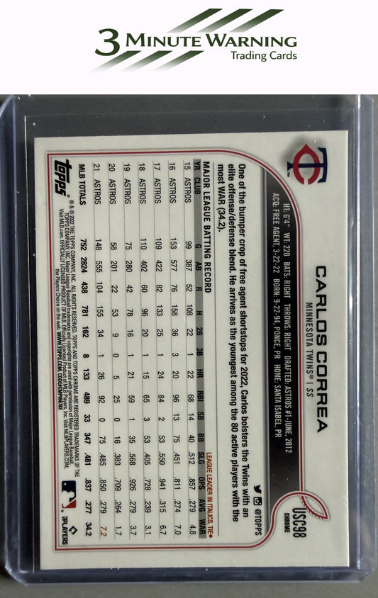 2022 Topps Chrome Update #USC98 Carlos Correa Purple Refractor