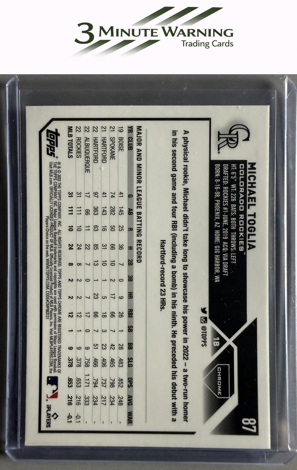 2023 Topps Chrome #87 Michael Toglia