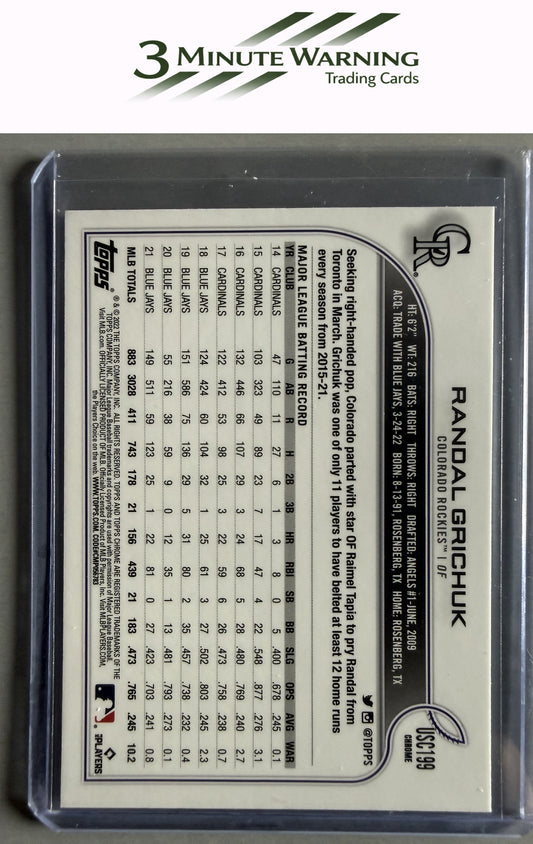 2022 Topps Chrome Update #USC199 Randal Grichuk Purple Refractor