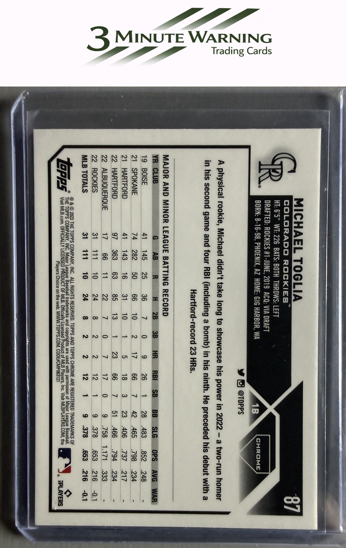 2023 Topps Chrome #87 Michael Toglia
