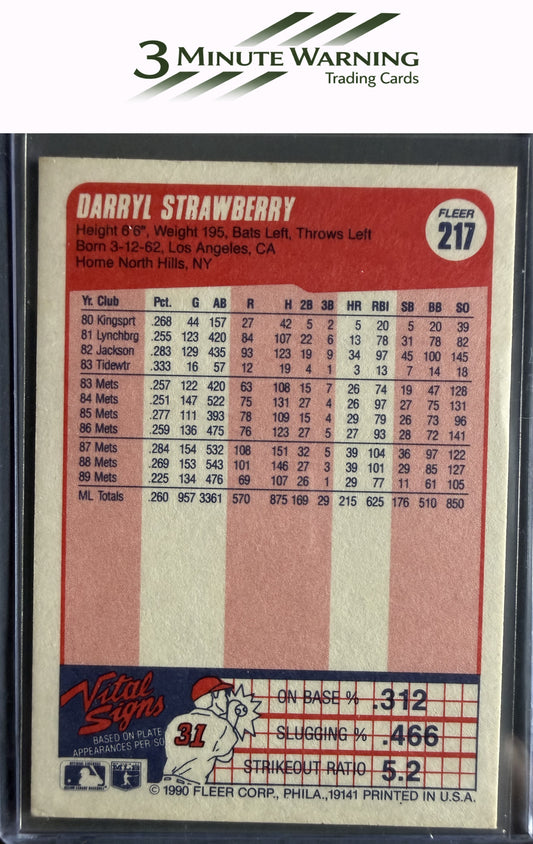 1990 Fleer #217b Darryl Strawberry