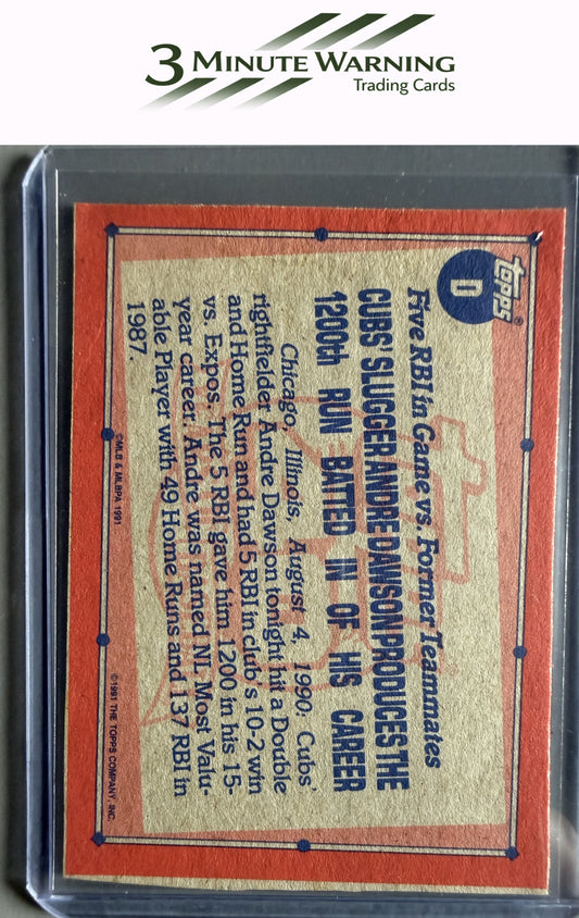 1991 Topps #D Andre Dawson Wax Box Bottom Panels Singles
