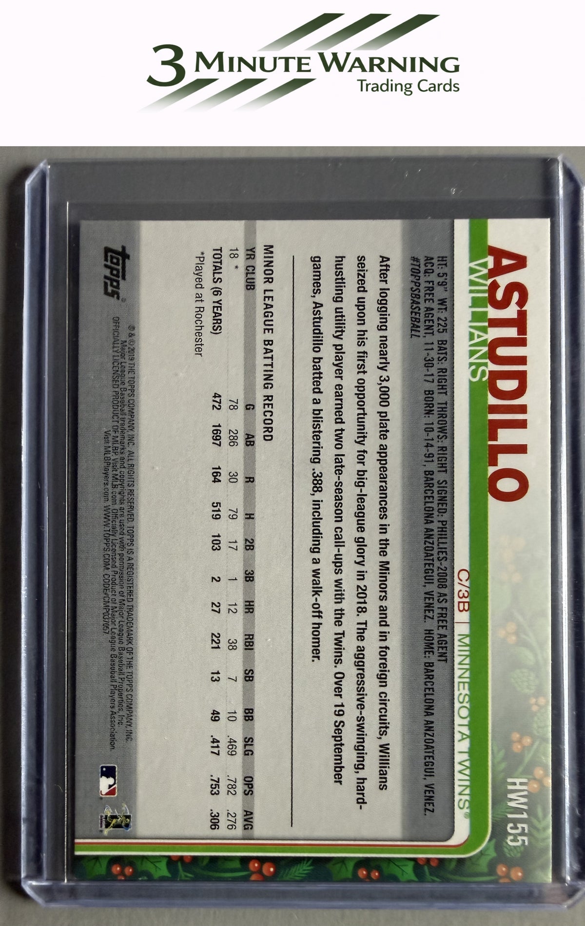 2019 Topps Holiday #HW155 Willians Astudillo