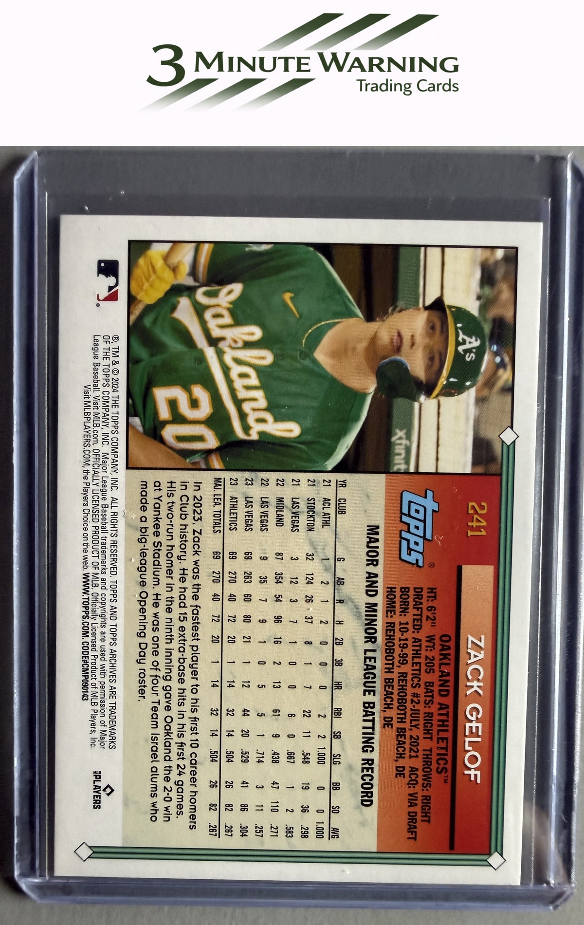 2024 Topps Archives #241 Zack Gelof Black Foilboard