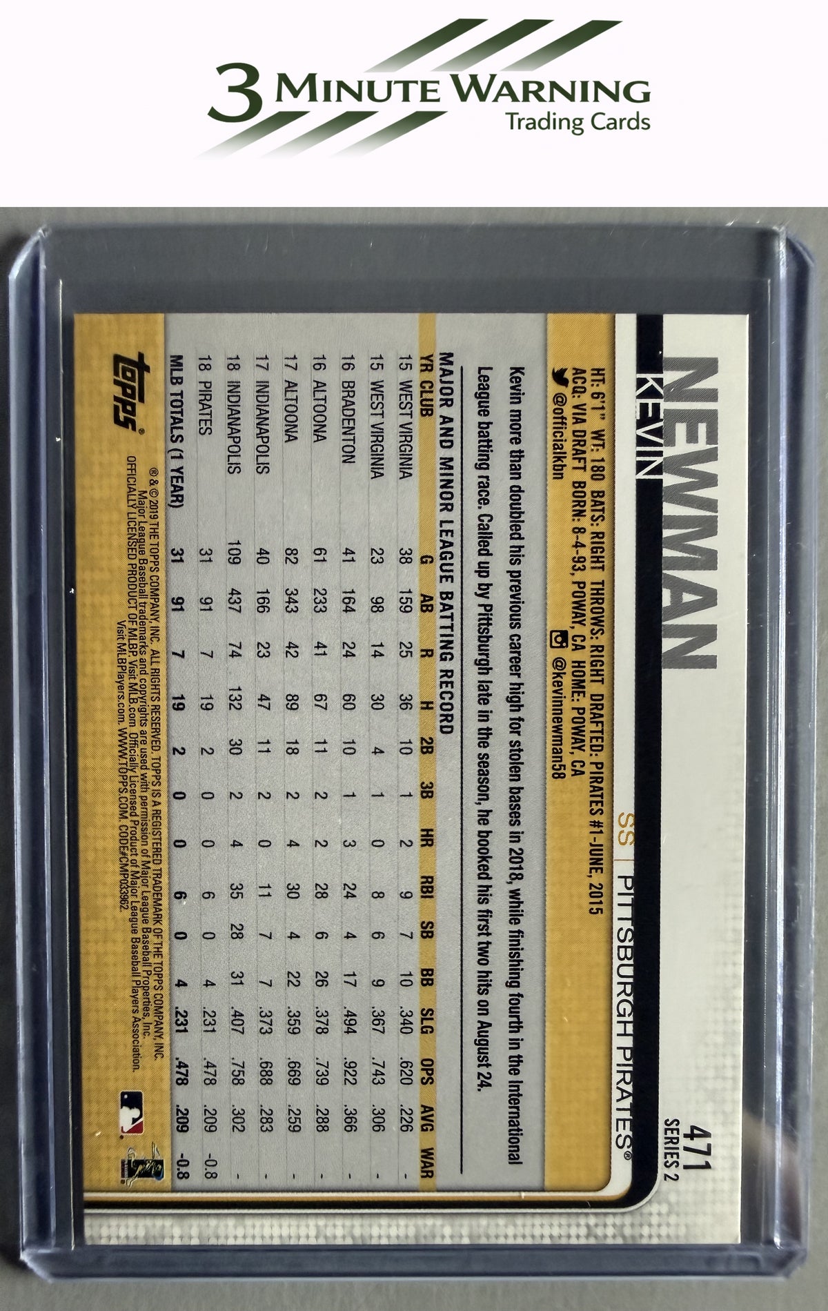 2019 Topps Pittsburgh Pirates #PI-12 Kevin Newman